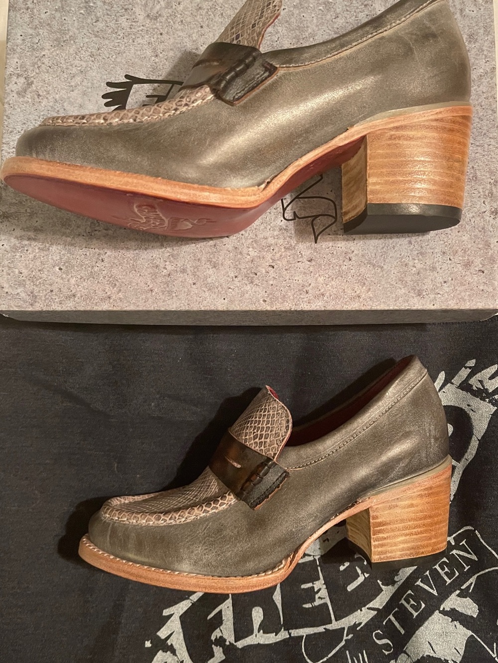 Freebird “Chevelle” (Discontinued) Blue/Beige Multi Snakeskin Heels Sz 8 - NIB - Picture 5 of 9